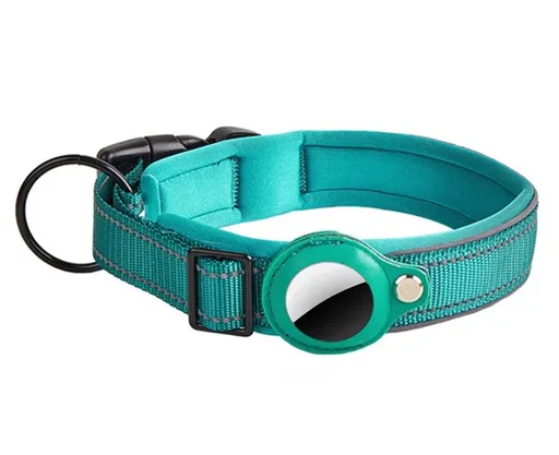 PROTEMIO GLOWY PAW Reflexný obojok pre Apple AirTag VEĽKOSŤ: M - svetlomodrý