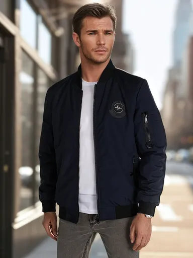 Pánska prechodná bomber bunda modrá Dstreet TX5019