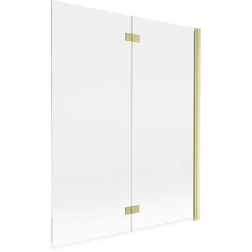 MEXEN - MIST vaňová zástena 140x150 cm 6mm 2-s, zlatá kartáčovaná, číra, pravá 8A9-140-002-55-00-P