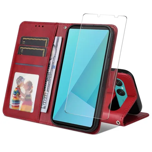 ENKAY PREMIUM SET Peňaženkové puzdro a ochranné sklo Sony Xperia 10 VII červené