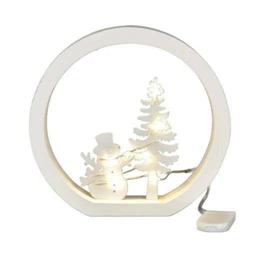 Vianočná LED dekorácia Snehuliak, pr. 15 cm, teplá biela