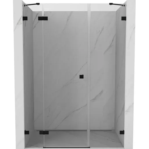 MEXEN/S - Lunar sprchové dvere krídlové ľavé 145, transparent, čierna 834S-145-050-70-00-L