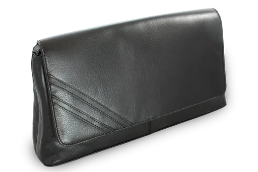 Čierna kožená listová kabelka s krátkym popruhom 214-1022-60