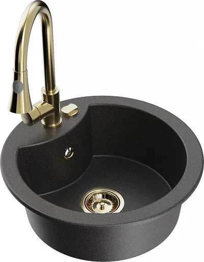 MEXEN/S MEXEN/S - Diego granitový drez 1-miska vrátane batérie Elia, čierna kropenatá 6512-76-670101-50