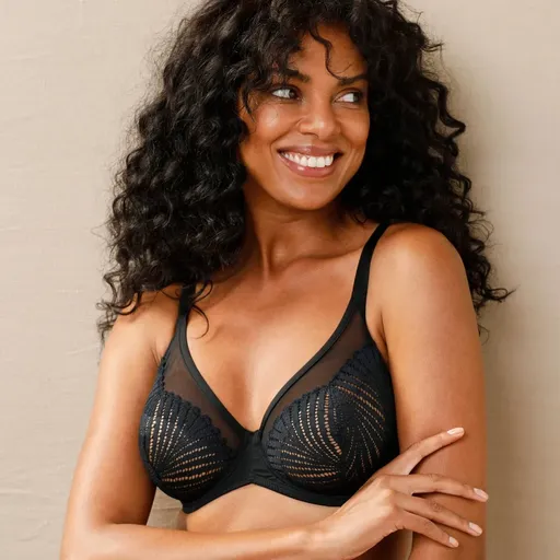 Polovystužená podprsenka Muse zn. Well z čipky a tylu, s kosticami