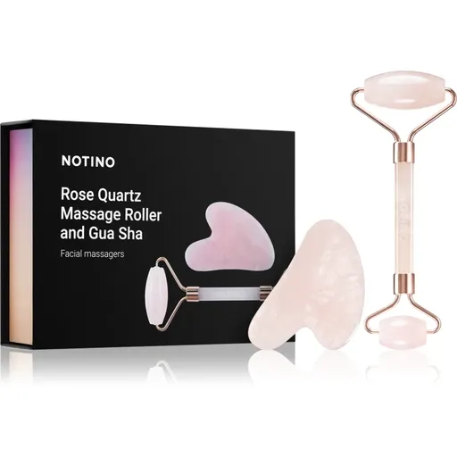 Notino Skincare Tools Rose Quartz Massage Roller and Gua Sha masážny valček na tvár a masážna pomôcka Rose Quartz