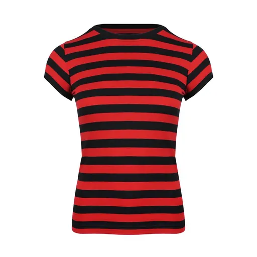 Mantis Dámske pásikavé tričko - Čierna / červená | M