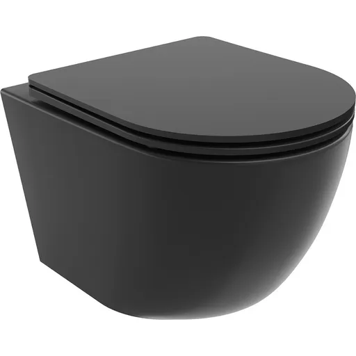 MEXEN/S - Lena Závesná WC misa Rimless Tornado vrátane sedátka s slow slim, duroplast, čierna mat 30221085T