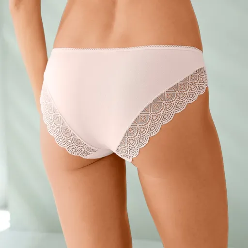 Súprava 3 nohavičiek midi zo strečovej jednofarebnej bavlny a čipky