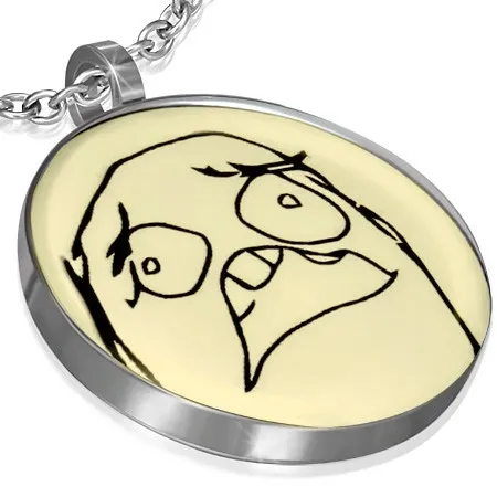 Prívesok z ocele - HORROR MEME FACE, okrúhly