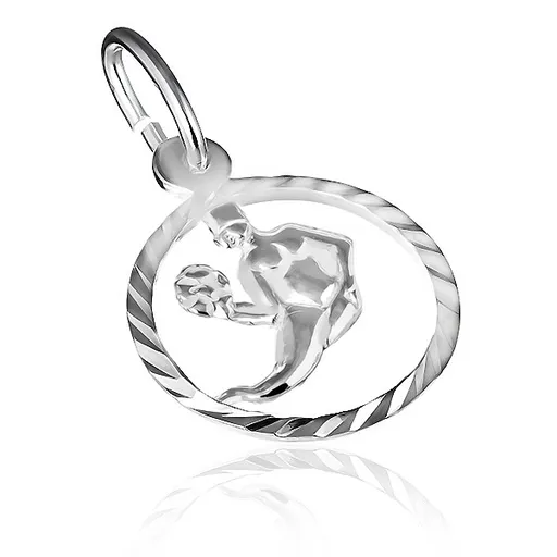 Prívesok zo striebra 925 - lesklý kruh a znamenie "panna"