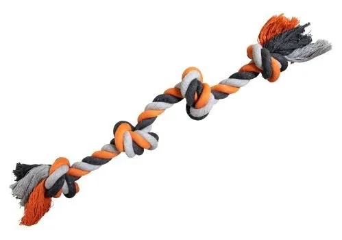 HIP HOP DOG HHD bavlnený uzol 4 knoty 60cm/ 340g šedá, oranžová, tm.šedá