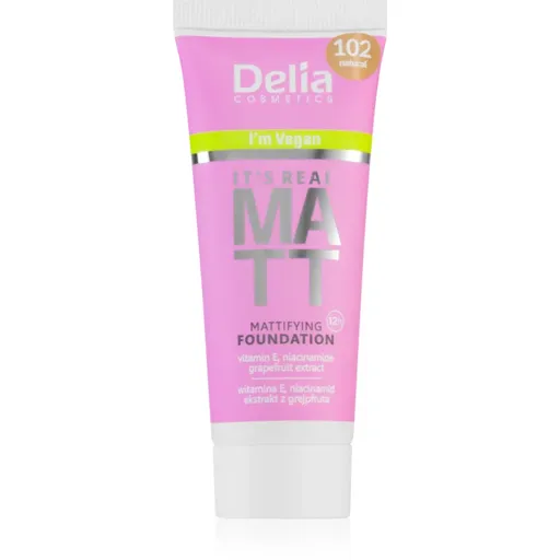 Delia Cosmetics It's Real Matt zmatňujúci make-up odtieň 102 Natural 30 ml