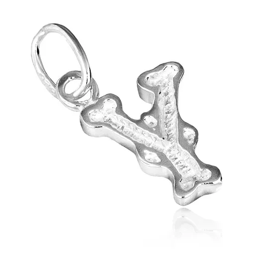 Strieborný prívesok 925 - písmeno Y s dekoráciou