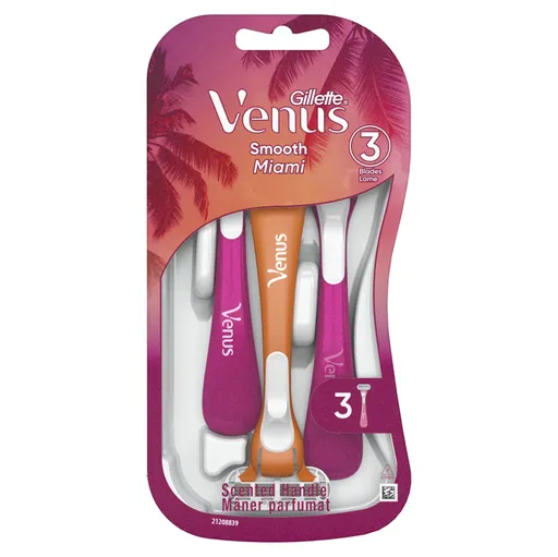 GILLETTE Venus Smooth Miami Dámske pohotovostné holiace strojčeky 3 kusy
