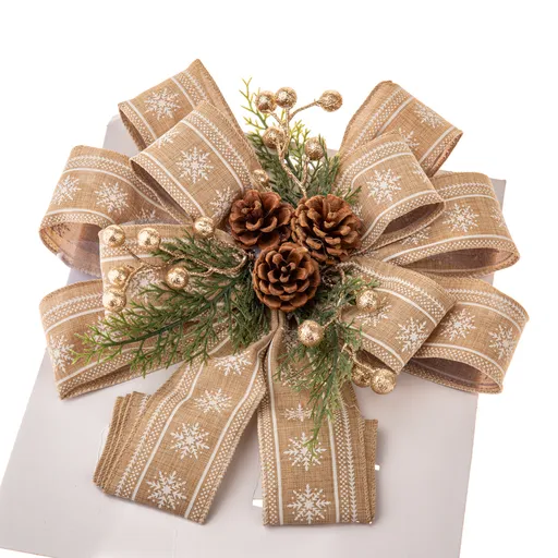 Mašľa na vianočný stromček 30 x 81 cm, prírodná