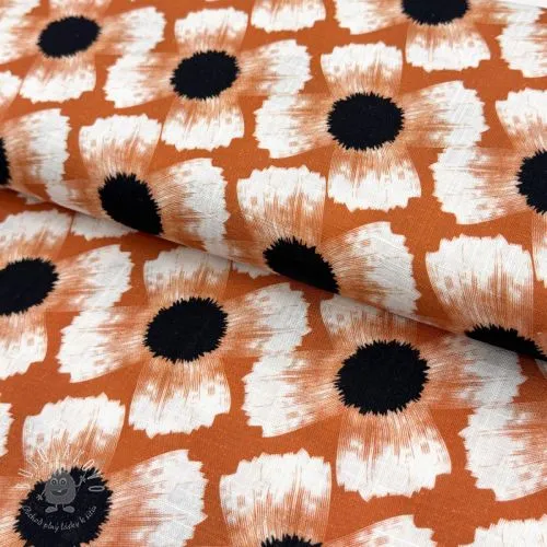 Viskóza s ľanom Waxflower design A digital print