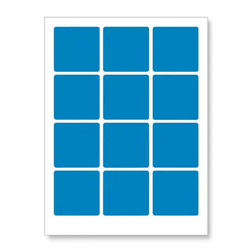 Samolepiace etikety 60 x 60 mm, 12 etiket, A4, 20 listov, modré