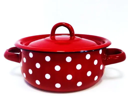 TORO Smaltovaný kastról s pokrievkou 1,5l bodky