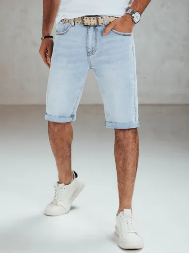 Pánske modré rifľové kraťasy Dstreet s opaskom SX2559