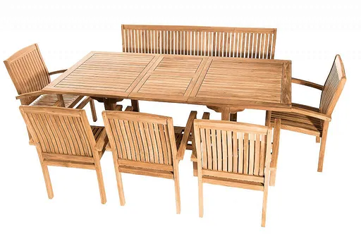 DEOKORK Záhradná teaková zostava TWIN 1+5+1