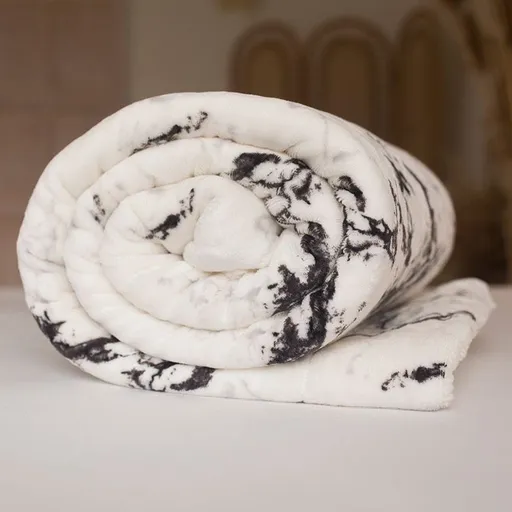 Jerry Fabrics Mikroplyšová deka s baránkom - Mramor biely | 150 x 200 cm