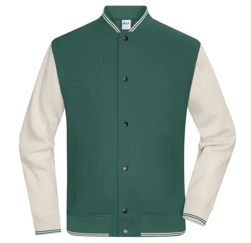 James & Nicholson (Daiber) Dvojfarebná mikina College - Dymová zelená / pieskovcová | XS