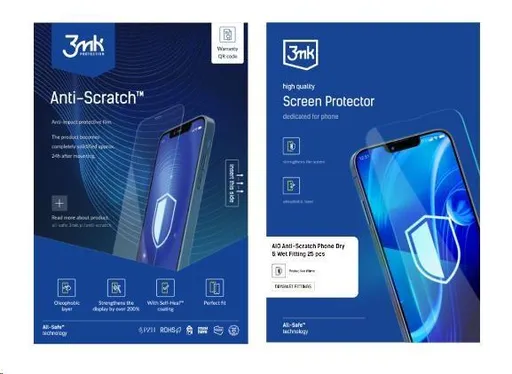 3mk All-Safe - AIO fólia Anti-Scratch Dry & Wet Fitting Phone, 25 ks