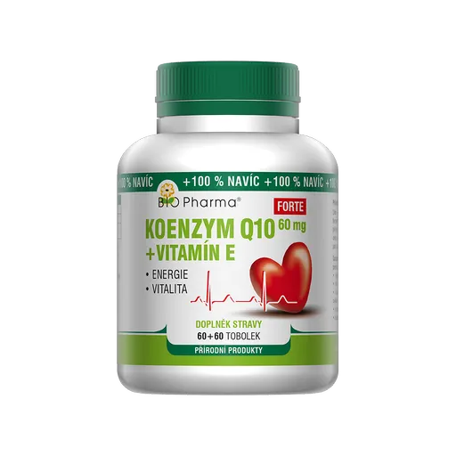 BIO PHARMA Koenzým Q10 Forte 60 mg + Vitamín E 60+60 kapsúl