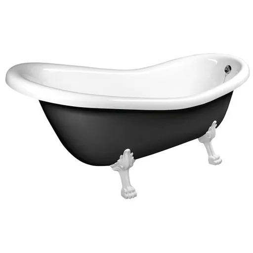 Polysan Retro voľne stojaca vaňa 169x75 cm akrylát ľavá aj pravá čierna/nohy biele 72968