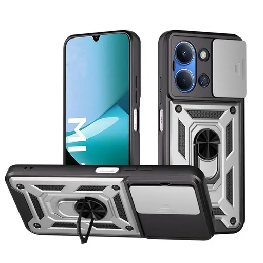 RING CAMERA Kryt s držiakom pre Xiaomi Redmi 15C / Redmi 15C 5G strieborný