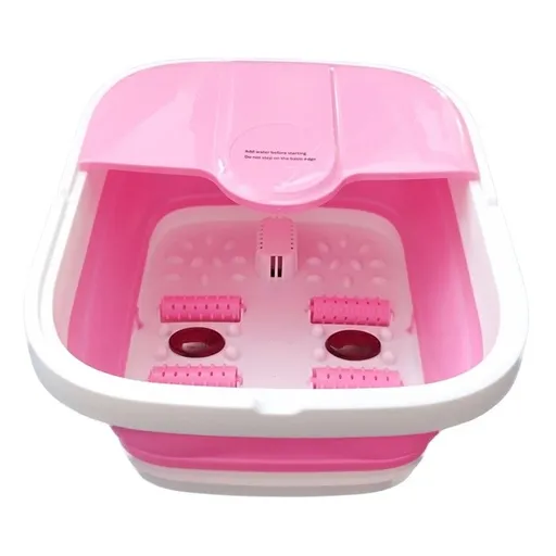 Skladacia masážna vanička na nohy s ohrevom, ružová