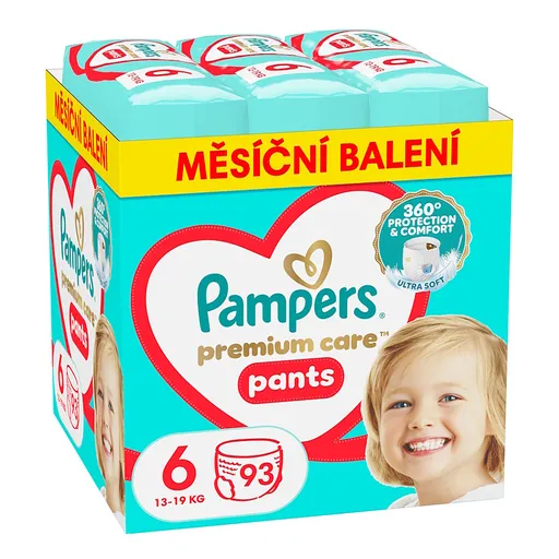 PAMPERS Premium care veľ. 6 plienkové nohavičky box 15+ kg 93 kusov
