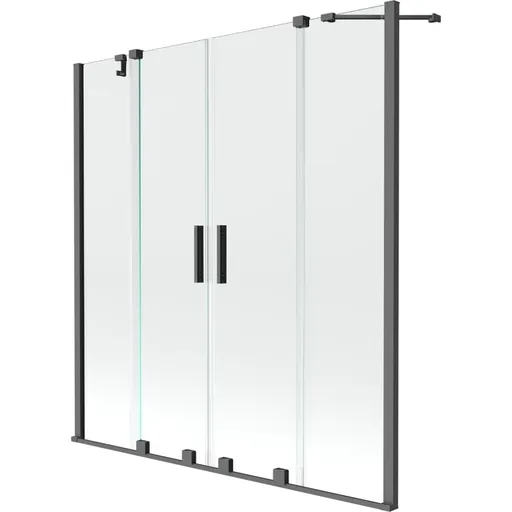 MEXEN/S - Velar Duo dvojkrídlová posuvná vaňová zástena 140 x 150, transparent, grafit metal 896-140-000-02-95