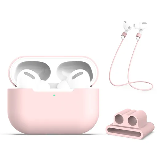 PROTEMIO 3in1 Sada pre ochranu slúchadiel Apple AirPods Pro 3 ružová