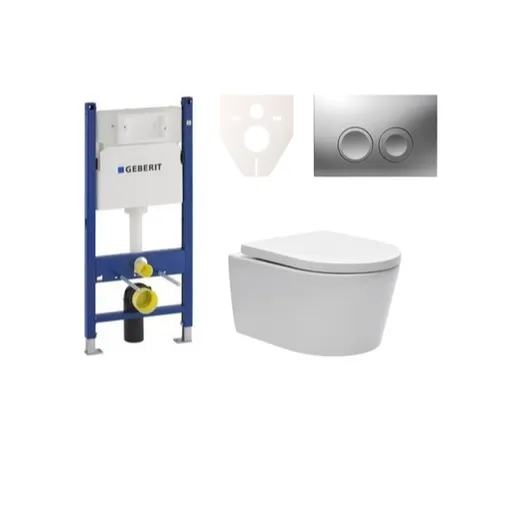 Cenovo zvýhodnený závesný WC set Geberit do ľahkých stien / predstenová montáž + WC SAT Brevis SIKOGES7W3
