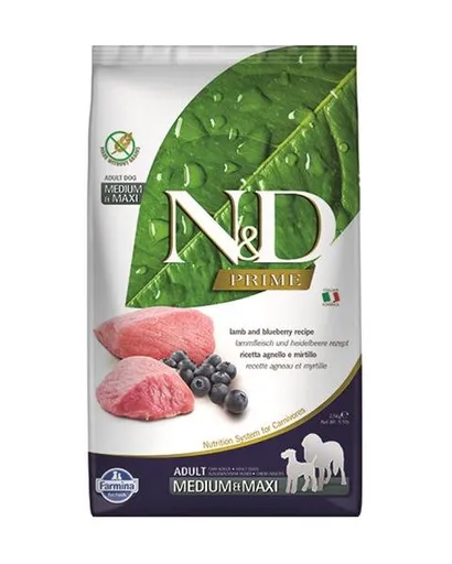 Farmina N&D dog PRIME (GF) adult medium & maxi, lamb & blueberry 2,5kg