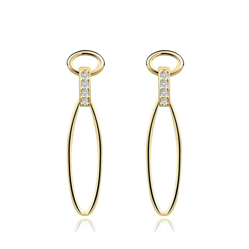 Náušnice v žltom 14K zlate - zvislý a vodorovný ovál, oblý pásik, zirkóny