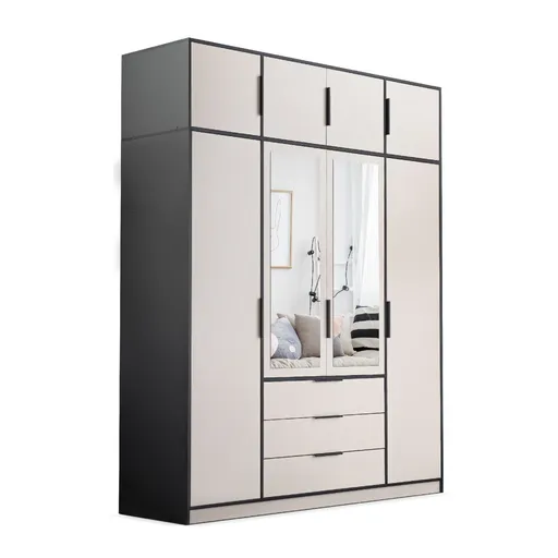 ArtStol Šatníková skriňa s nadstavcom LATI D4 | čierna/kašmír