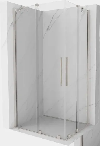 MEXEN/S - Velar Duo sprchovací kút, posuvné dvere 90 x 80, transparent, nikel kartáčovaný 871-090-080-02-97