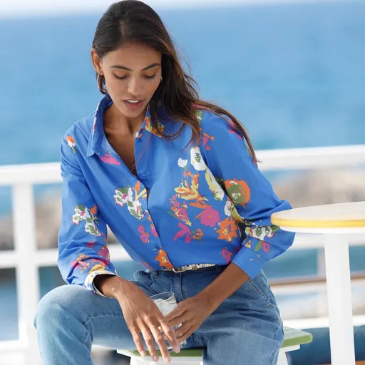 Košeľa s potlačou kvetov z bavlny