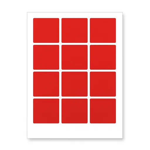 Samolepiace etikety 60 x 60 mm, 12 etiket, A4, 20 listov, červené