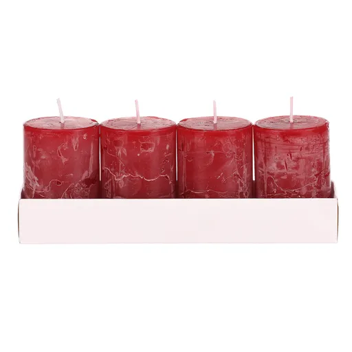 Súprava sviečok, červená, 4 ks, parafín