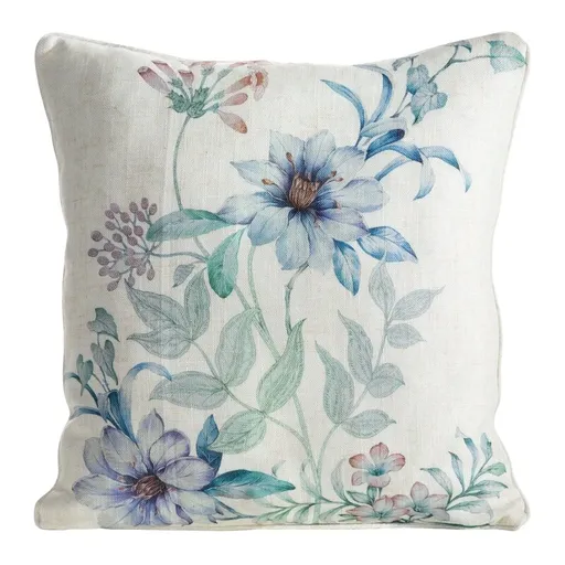 ArtFir Obliečka na vankúš LEN 42 | prírodná/modrá 45 x 45 cm