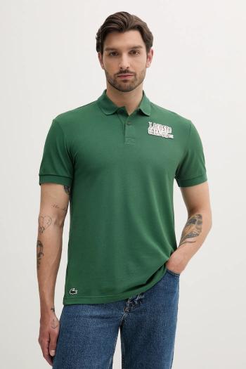 Polo tričko Lacoste pánske, zelená farba, s nášivkou, DH8958