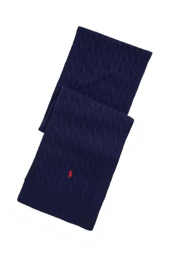 Šál Polo Ralph Lauren Classic Cable Scarf pánsky, tmavomodrá farba, s nášivkou, 449959345