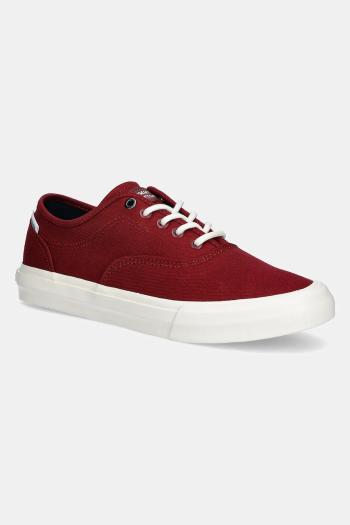 Tenisky Tommy Hilfiger TH HI VULC LOW OXFORD TWILL červená farba, FM0FM05400