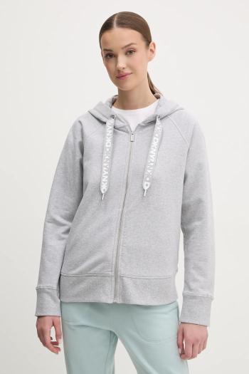 Mikina Dkny dámska, šedá farba, s kapucňou, jednofarebná, DP5J9510