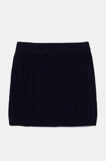 Detská sukňa s prímesou vlny United Colors of Benetton tmavomodrá farba, mini, rovný strih, 1WUAC000E