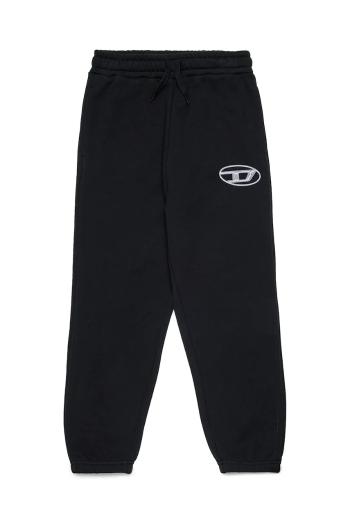 Detské bavlnené tepláky Diesel POSTIV TROUSERS čierna farba, s nášivkou, J02457